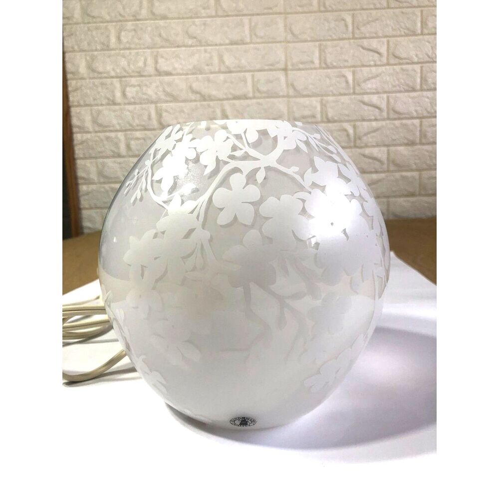 Y2K Vtg IKEA KNUBBIG 7" Table Lamp White Frosted Glass Cherry Blossom Handmade L